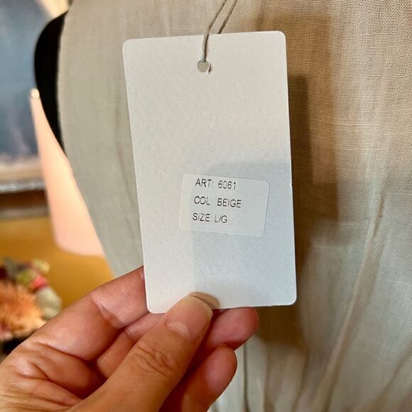 Elena Baldi Linen Midi Dress Size LARGE Beige Tan Natural NWOT - Picture 5 of 7